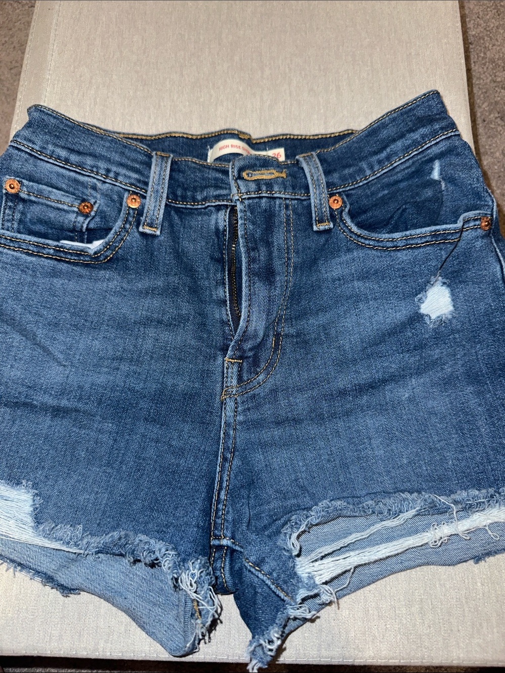 Levi’s High-Rise Distressed Denim Shorts - Blue